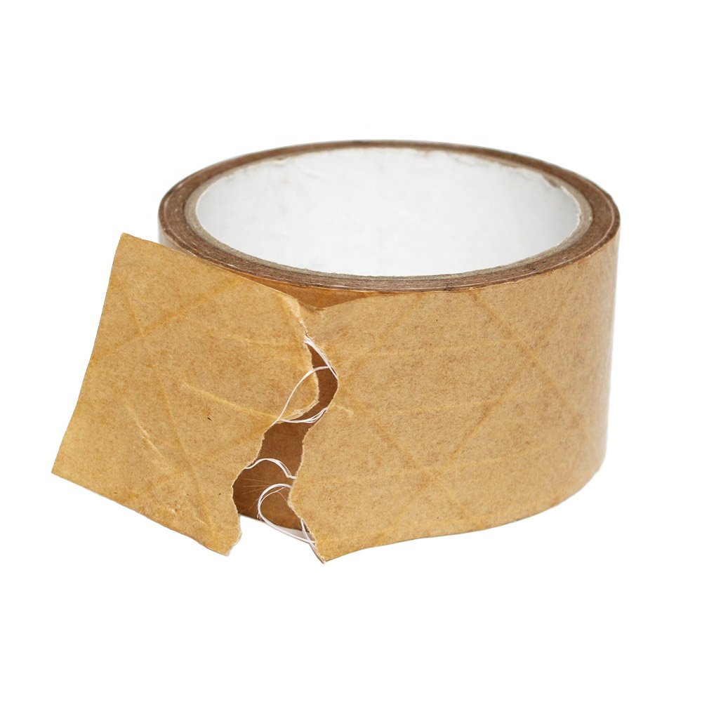 2- Recyclable Brown Color Fiberglass Reinforced Kraft Paper Gummed Sealing Packing Packaging Self Adhesive Tape