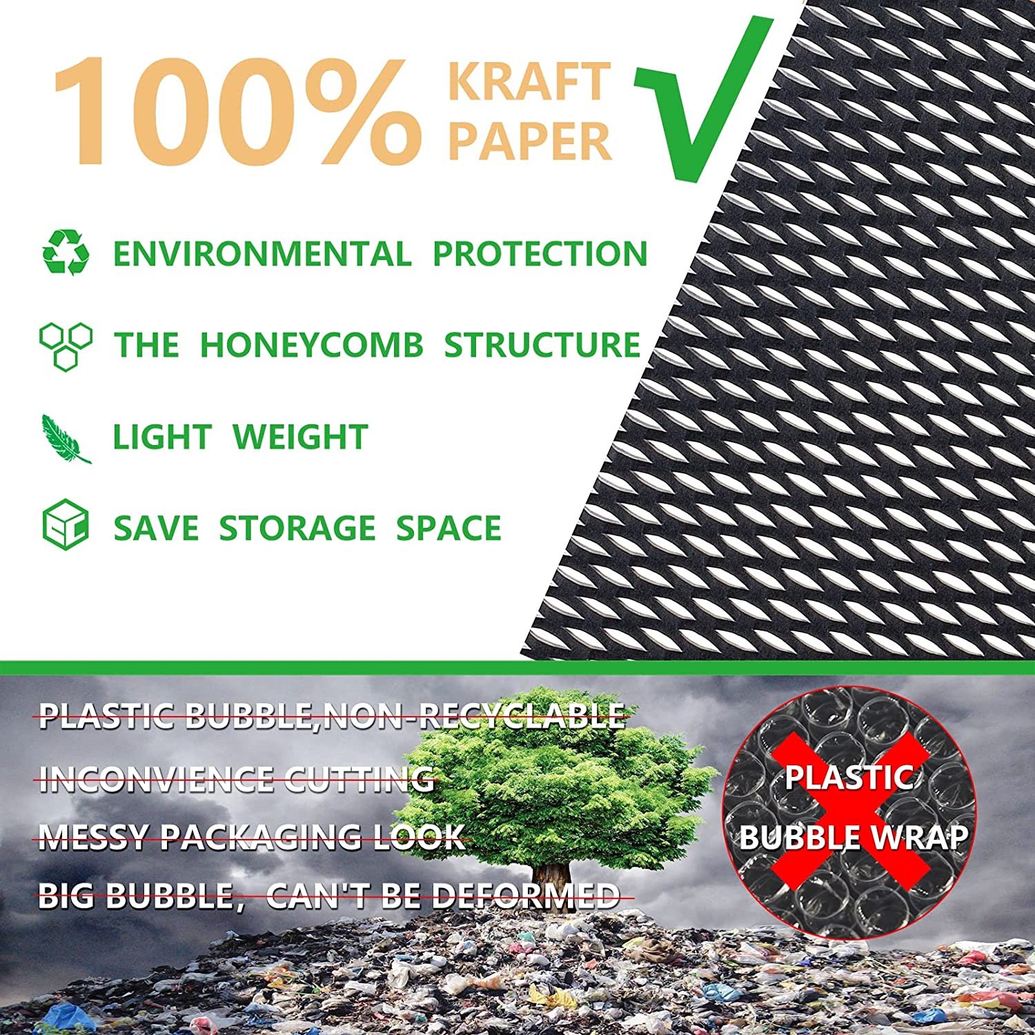 Honeycomb Packing Roll Honeycomb Cushioning Wrap Roll for Moving Shipping Packaging Gifts Recyclable Biodegradable Paper