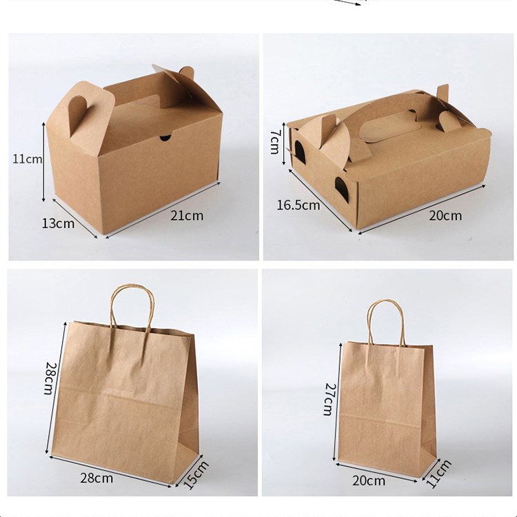 OMT Kraft Food Grade Takeout French Fries Pie Pasta Pancake Spaghetti Croissant Takeway Package Packaging Paper Cardboard Box