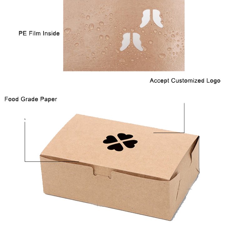 OMT Kraft Food Grade Takeout French Fries Pie Pasta Pancake Spaghetti Croissant Takeway Package Packaging Paper Cardboard Box