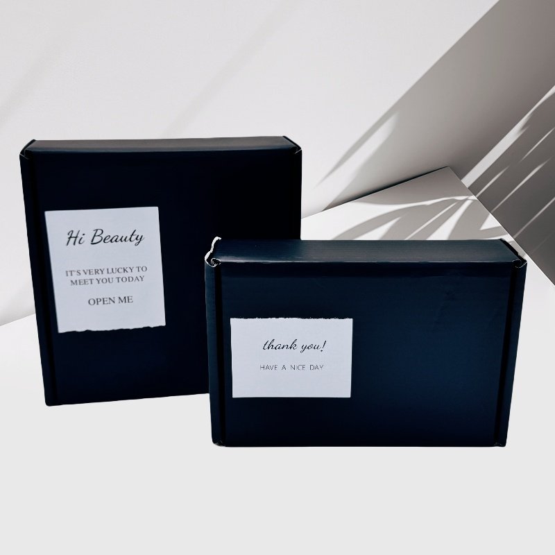 Custom Size Hard Corrugated Cardboard Postal Delivery Shipping Packaging Box Black Kraft Paper Sponge Gold Foil Logo Clothing