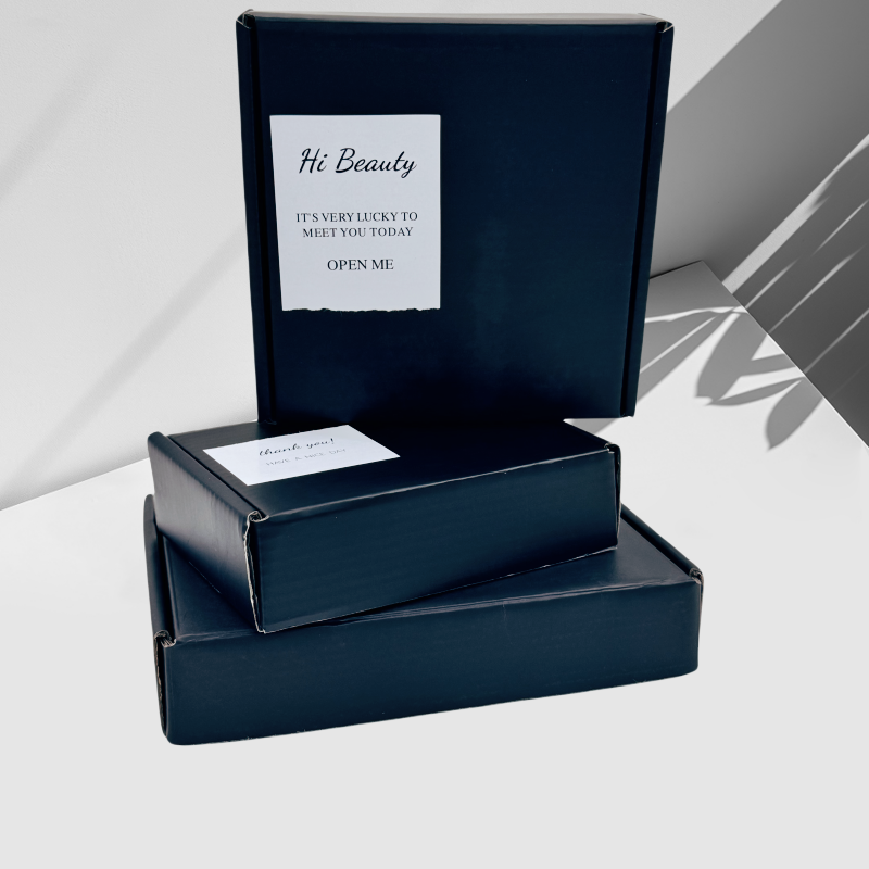 Custom Size Hard Corrugated Cardboard Postal Delivery Shipping Packaging Box Black Kraft Paper Sponge Gold Foil Logo Clothing