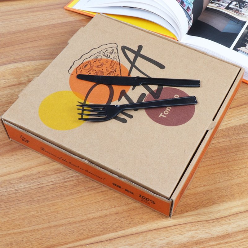 Custom B-flute corrugated cardboard paper take away pizza box
