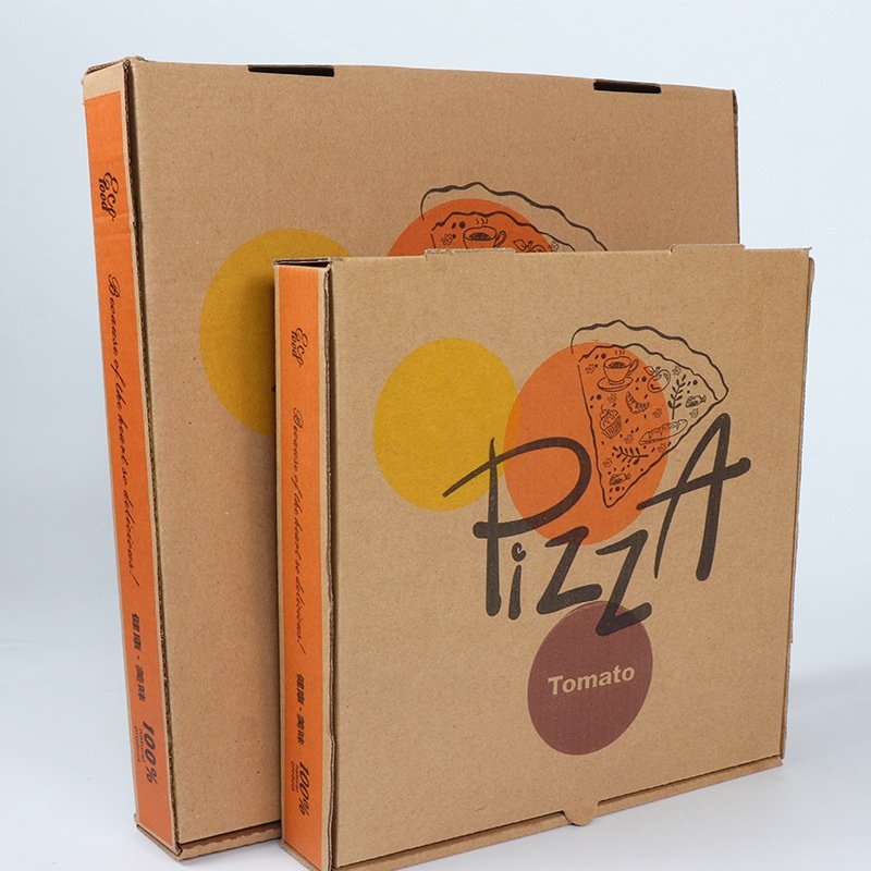 Custom B-flute corrugated cardboard paper take away pizza box