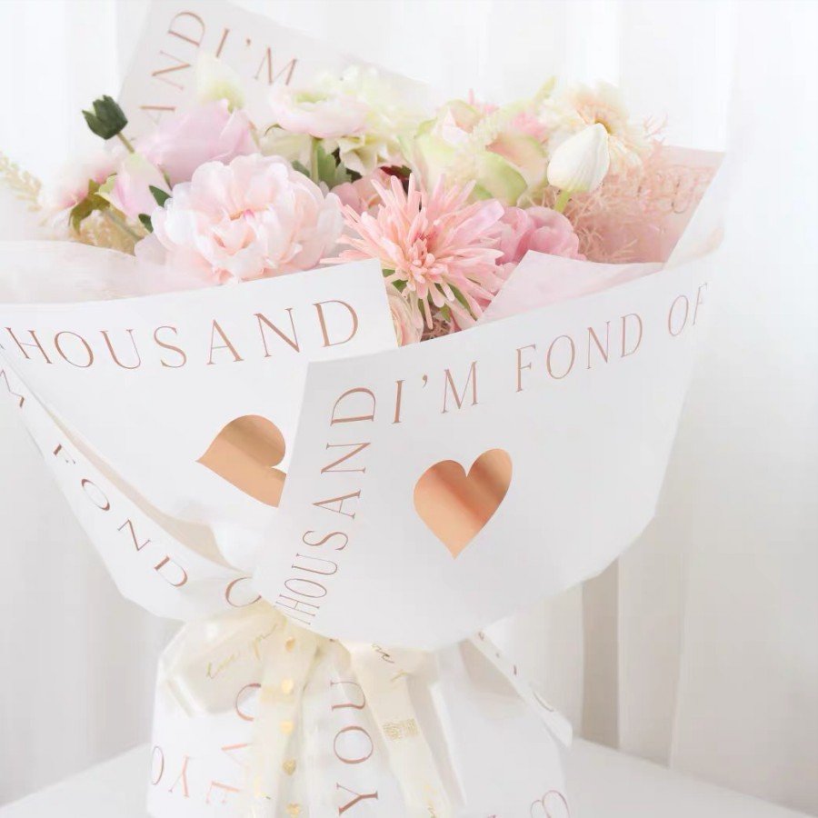 Korea Designer Brand Logo Bouquet Plastic Waterproof Florist Supplies Flower Wrapping Paper