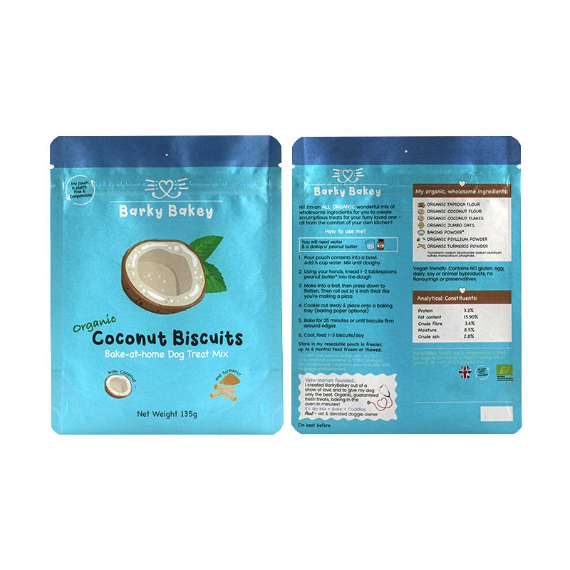 100% Biodegradable PLA Packaging Kraft Paper Zipper Pouches Tea Snack Food Compostable Bags