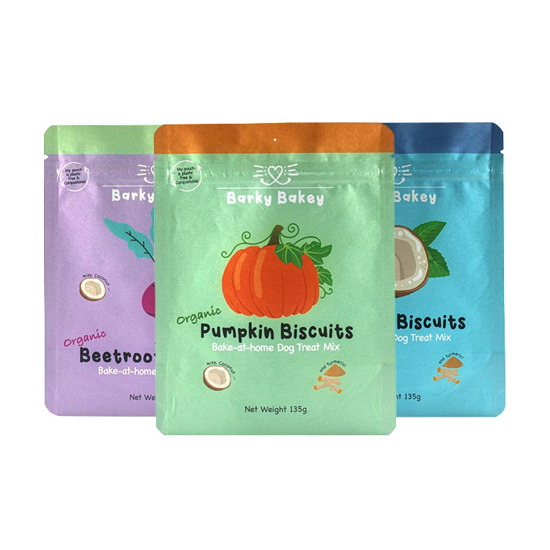 100% Biodegradable PLA Packaging Kraft Paper Zipper Pouches Tea Snack Food Compostable Bags