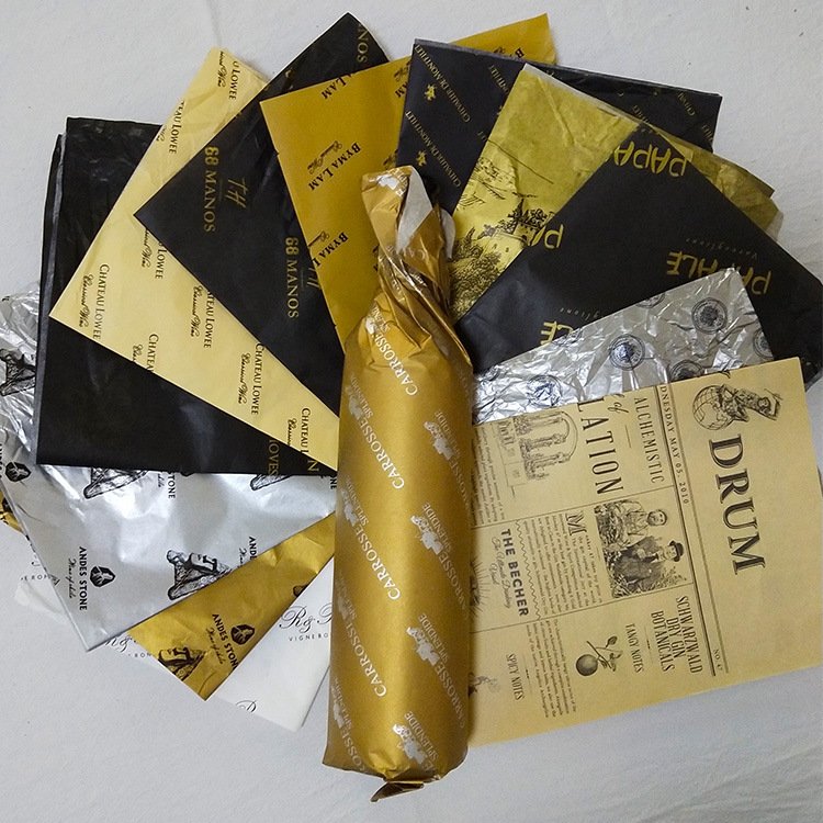 Luxury White Background Clothing Black Custom Tissue Paper Foil Wrapping Paper Flower Paper For Packaging