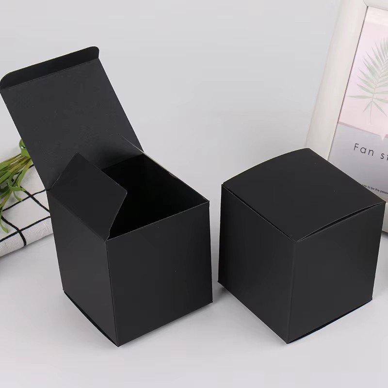 Custom Logo Multi Size Square Kraft Gift Box Black Fold Packaging Paper Box