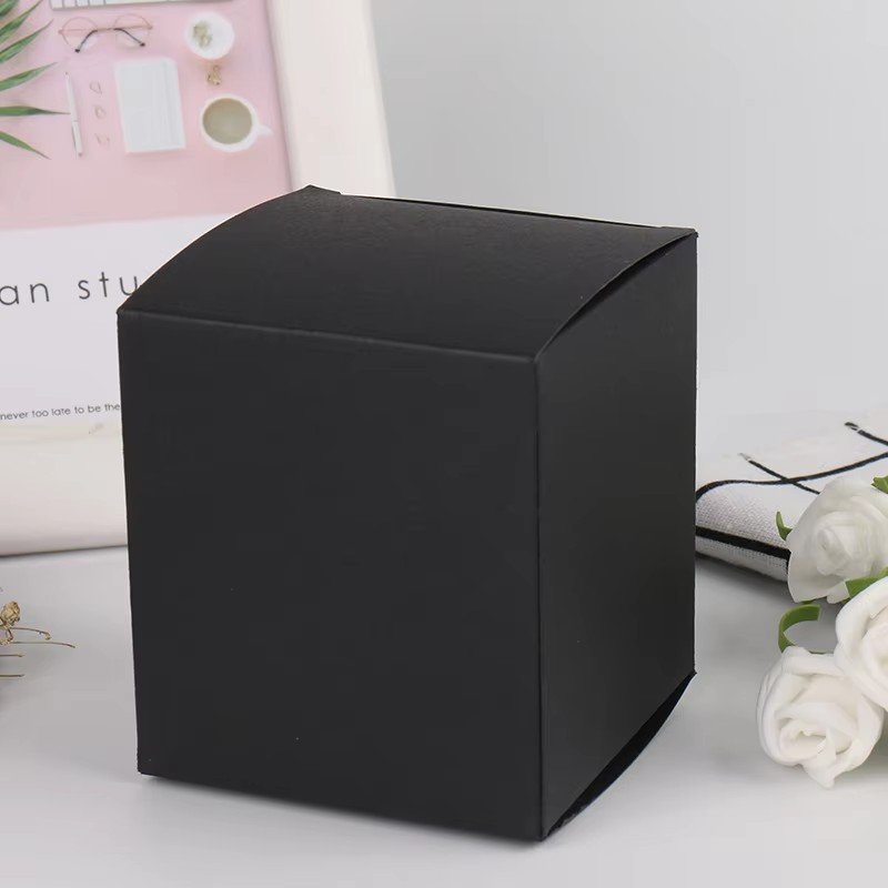 Custom Logo Multi Size Square Kraft Gift Box Black Fold Packaging Paper Box