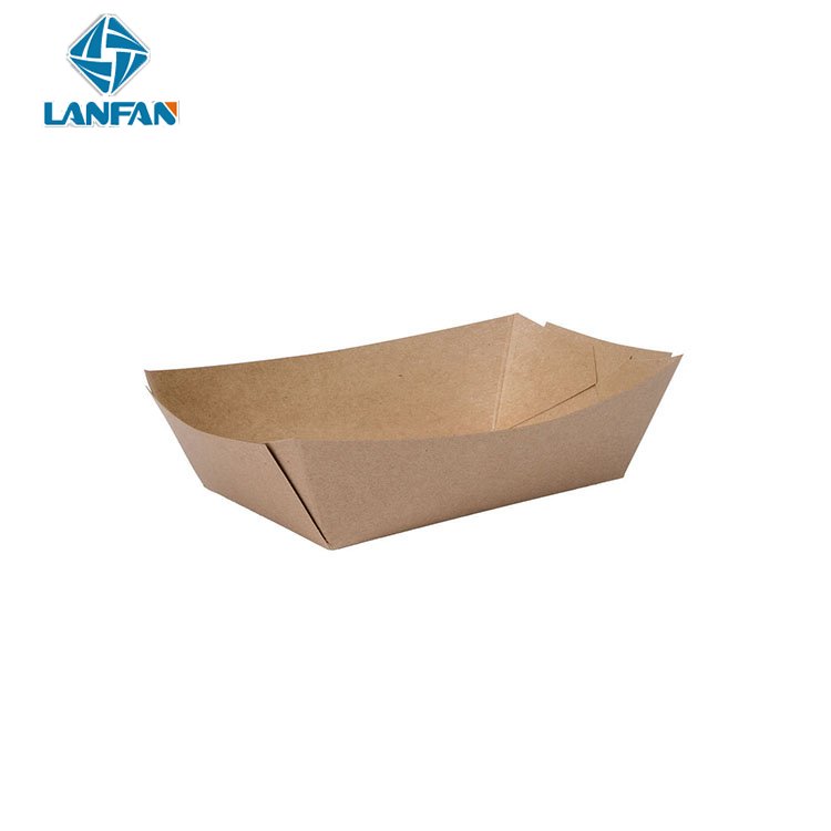 Wholesale Disposable Paper Boat Tray Bio-degradable Food Packaging Plate Boat Serving Food Tray