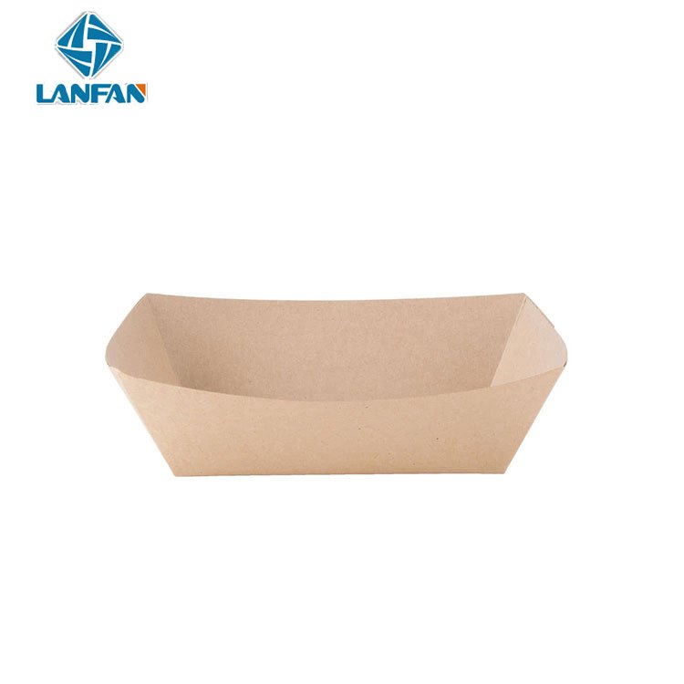 Wholesale Disposable Paper Boat Tray Bio-degradable Food Packaging Plate Boat Serving Food Tray