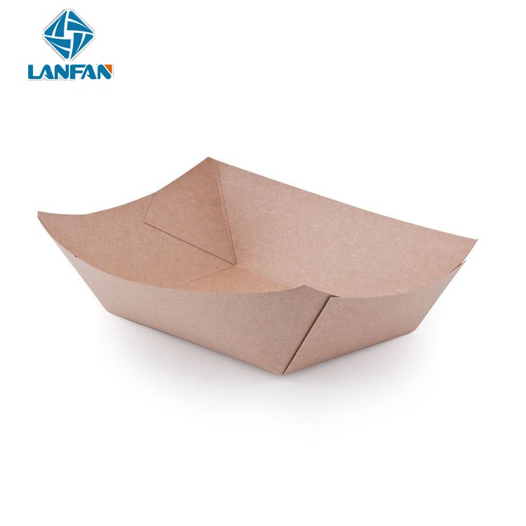 Wholesale Disposable Paper Boat Tray Bio-degradable Food Packaging Plate Boat Serving Food Tray
