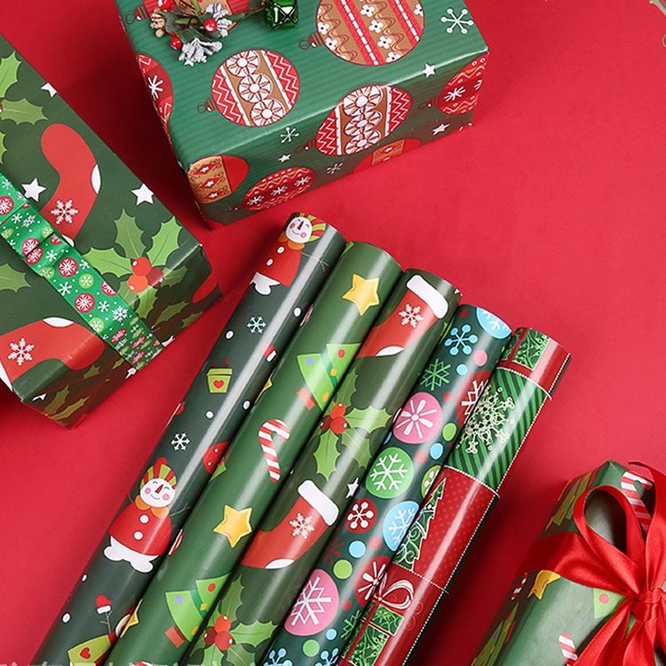 wholesale custom logo print luxury christmas gift wrapping paper Hot sale new year gift packaging christmas paper