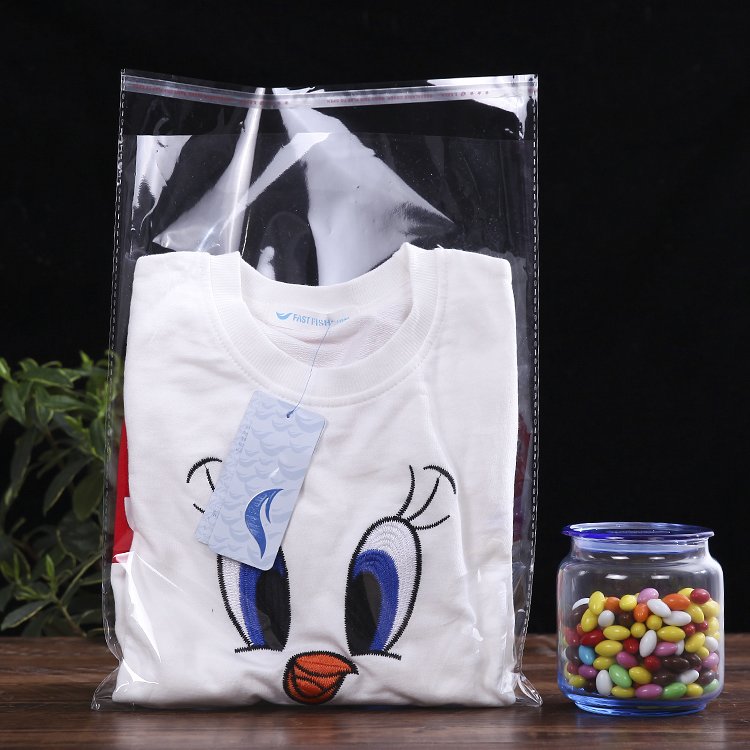 SZHOYO Custom Size Clear OPP Cellophane Poly Plastic bag Self Adhesive Plastic Bag For Clothing Packaging