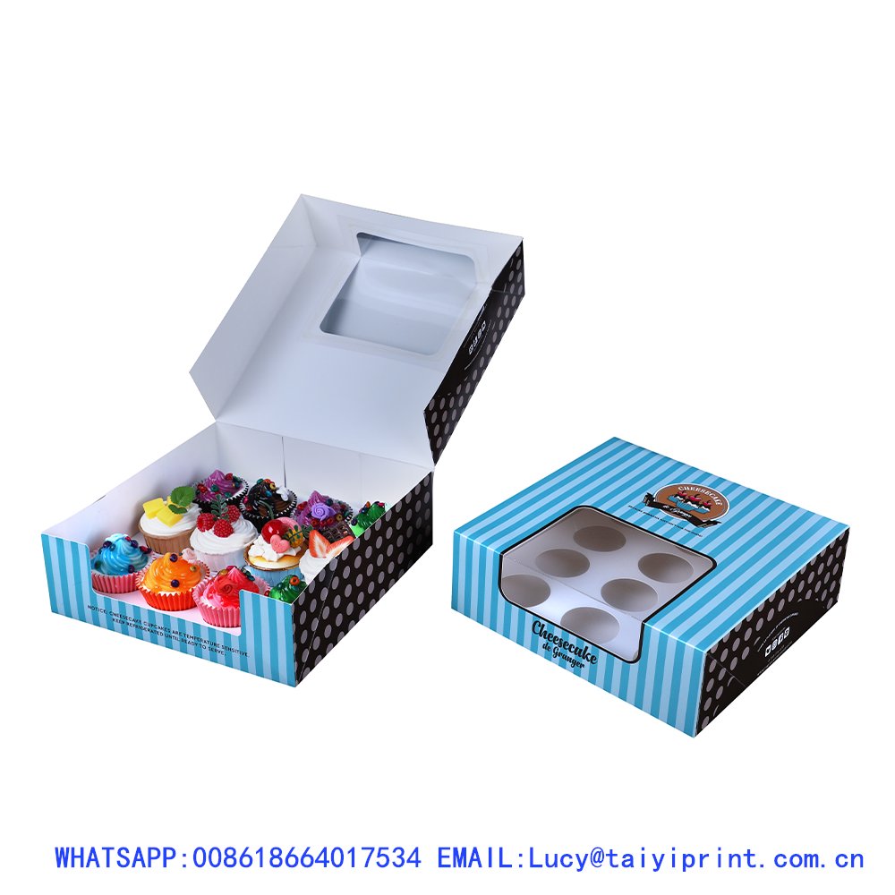 Christmas Wedding Cakes Pie Packing Custom Gift Pastry Paper Packaging Cup Cake Box With Clear Transparent Window Cupcake Boxes