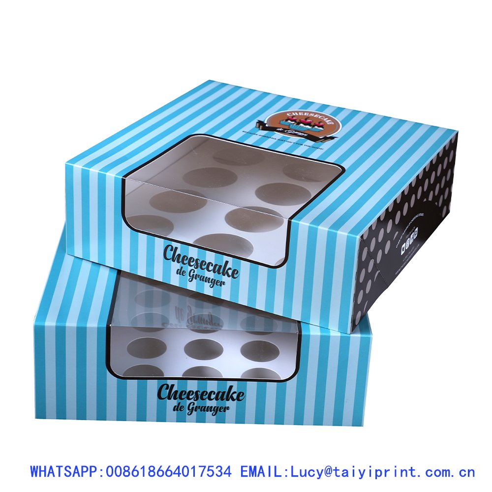 Christmas Wedding Cakes Pie Packing Custom Gift Pastry Paper Packaging Cup Cake Box With Clear Transparent Window Cupcake Boxes