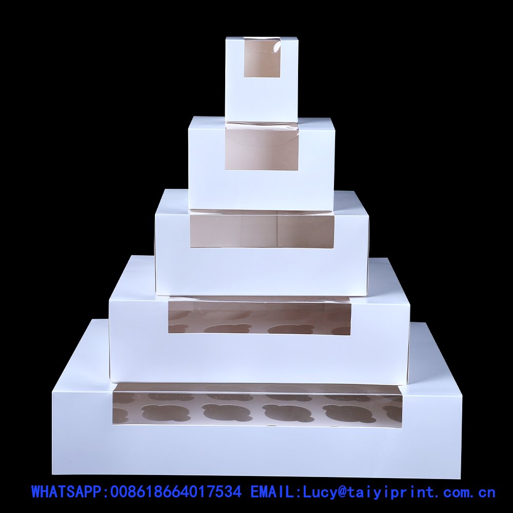 Christmas Wedding Cakes Pie Packing Custom Gift Pastry Paper Packaging Cup Cake Box With Clear Transparent Window Cupcake Boxes