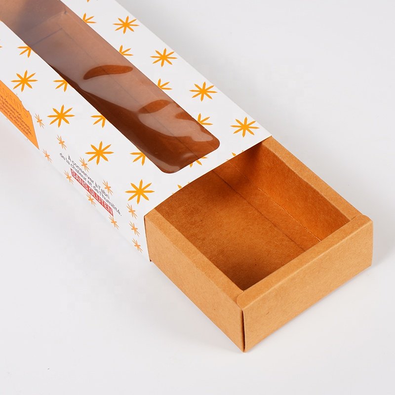 Eco-friendly foldable kraft paper rectangle slide black cardboard packaging custom slide gift packaging kraft paper drawer box