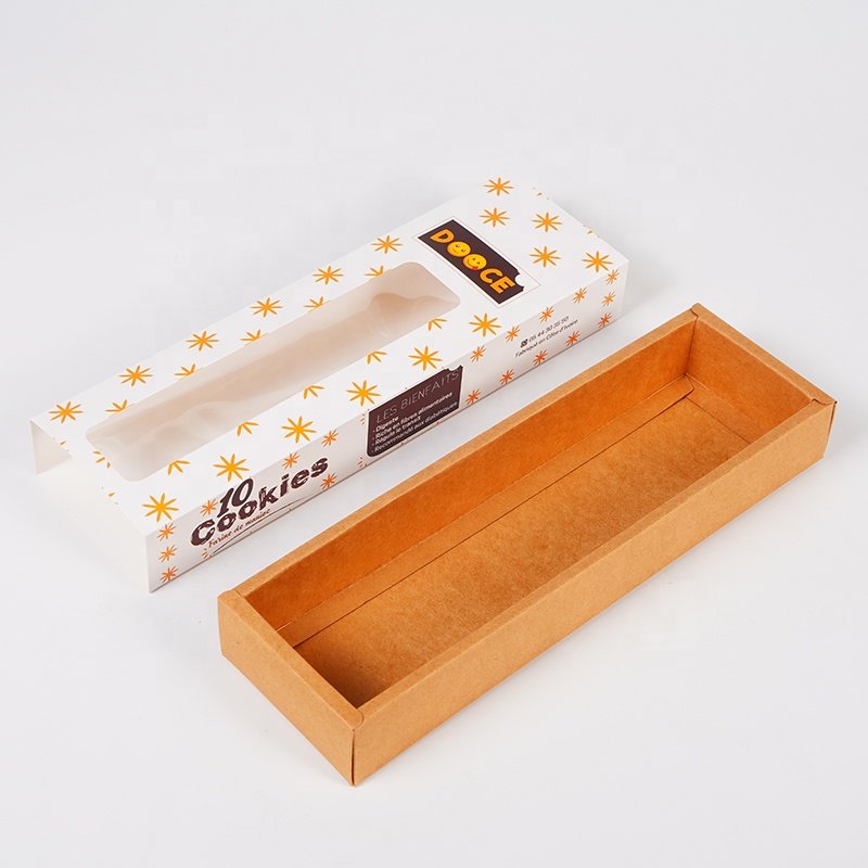 Eco-friendly foldable kraft paper rectangle slide black cardboard packaging custom slide gift packaging kraft paper drawer box