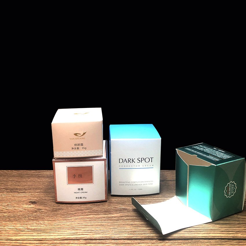 custom print designs small empty tuck in folding cosmetic glass jar oil soft touch packaging box face cream jar paper boxes