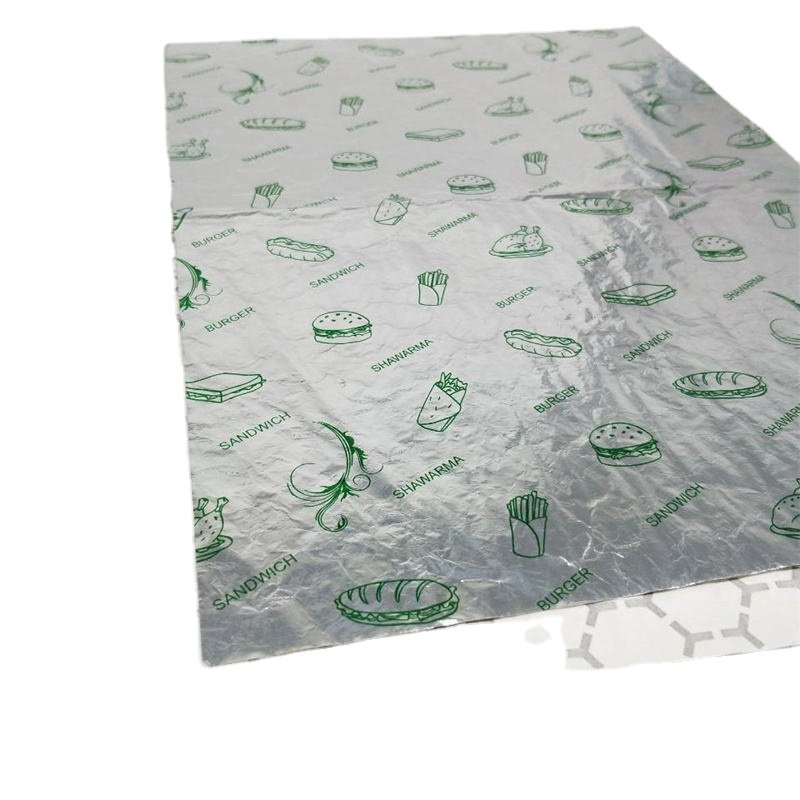 Factory Price Recyclable Food Paper Aluminum Foil Hamburger Paper Wrapping Custom Honeycomb Food Wrapping Paper Printing