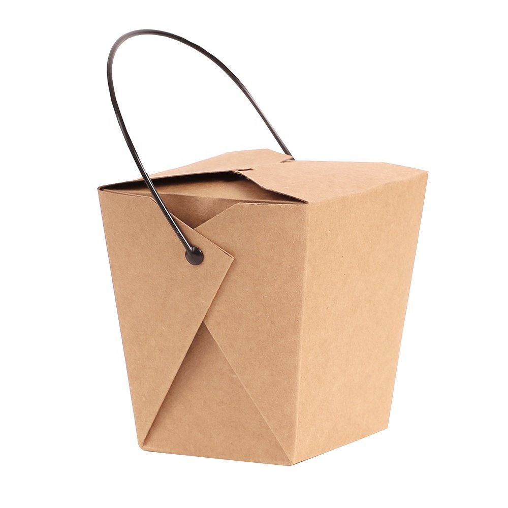 Customizable Chinese Food Take-Away Packaging Boxes Kraft Paperboard round Rectangle Shapes for Lunch Rice Noodles Packaging Box