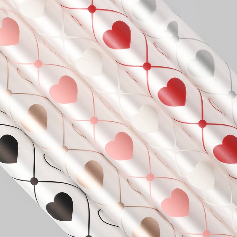 Valentine Day Matte Plastic Personalized Waterproof Heart Bouquet Flower Wrapping Paper