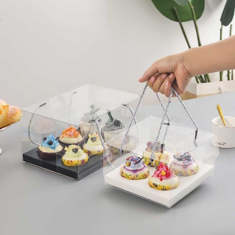 Wholesale portable cupcake muffin packaging boxes cookie biodegradable transparent dessert box
