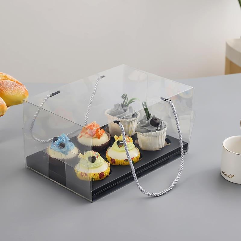 Wholesale portable cupcake muffin packaging boxes cookie biodegradable transparent dessert box