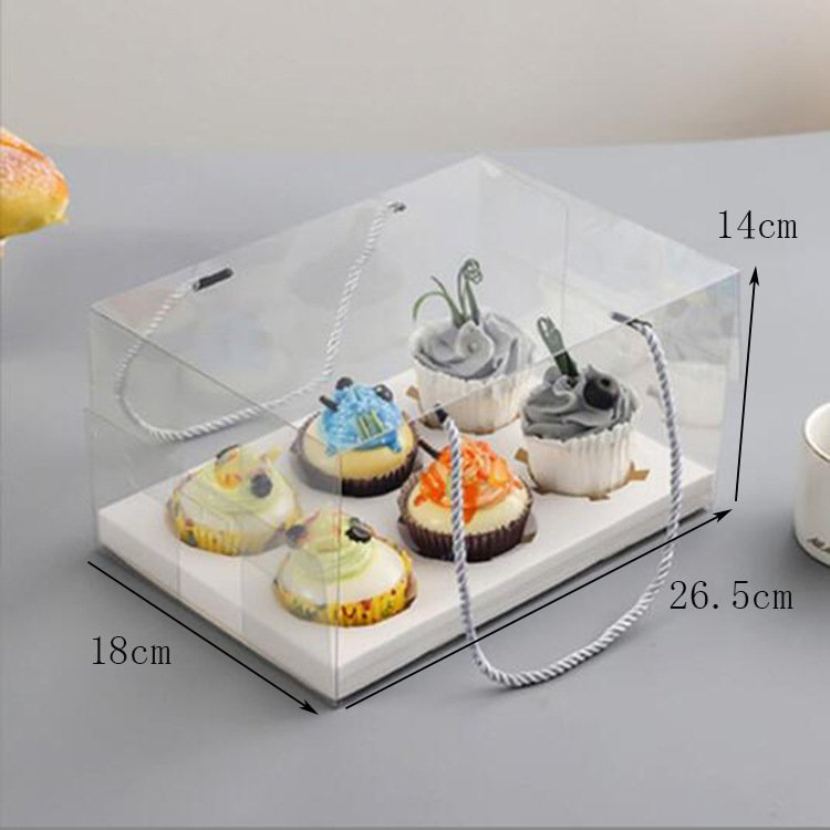 Wholesale portable cupcake muffin packaging boxes cookie biodegradable transparent dessert box