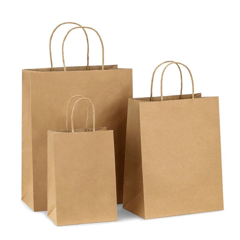 Wholesale Custom Luxury Craft Gift Brown White Packaging Printed Shopping Bag Kraft Paper Bags With Your Own Logo