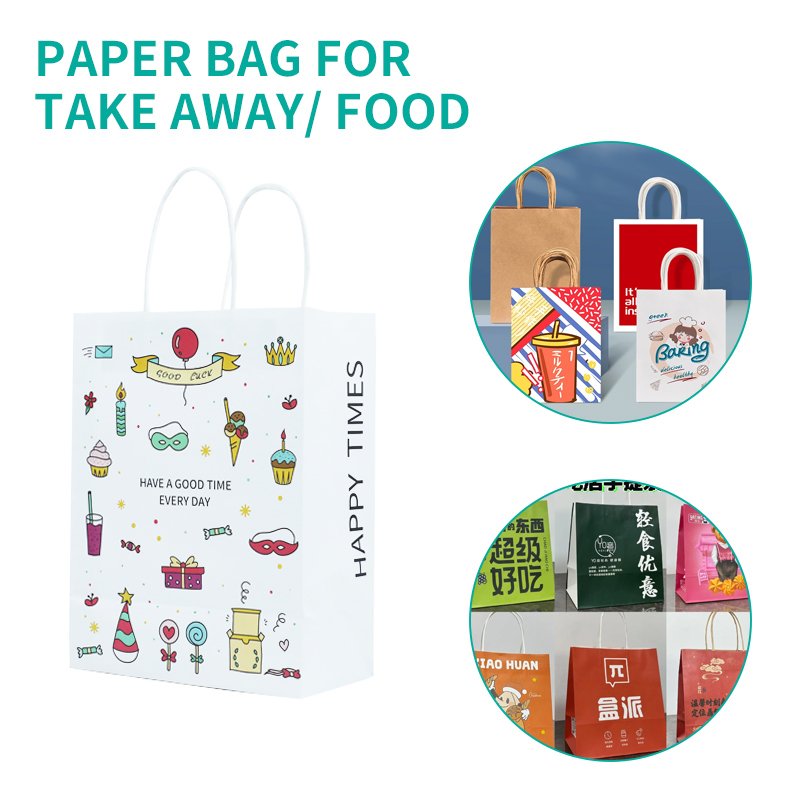 Wholesale Custom Luxury Craft Gift Brown White Packaging Printed Shopping Bag Kraft Paper Bags With Your Own Logo