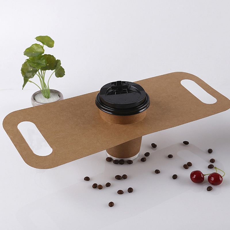 Wholesale Disposable Milk Tea Coffee Cup Portable Cup Holder Package Takeaway White Brown Kraft Paper Cup Holder Customized