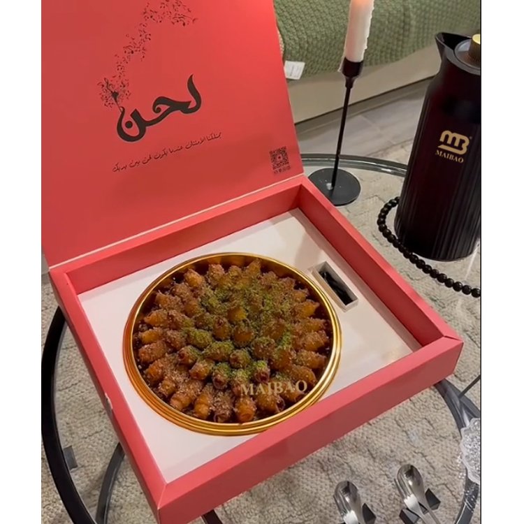 Custom luxury cardboard empty sweet pastry baklava boxes packaging cookie dessert bakery cake paper packaging box for baklava