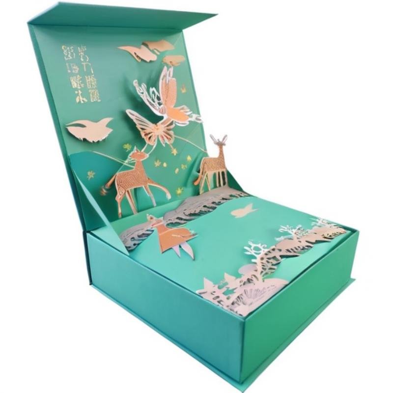 High luxury 3D three-dimensional printing layered gift packaging box pop-up magnetic paper box