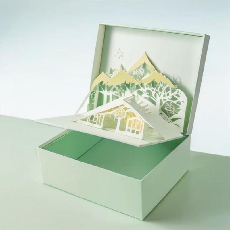 High luxury 3D three-dimensional printing layered gift packaging box pop-up magnetic paper box