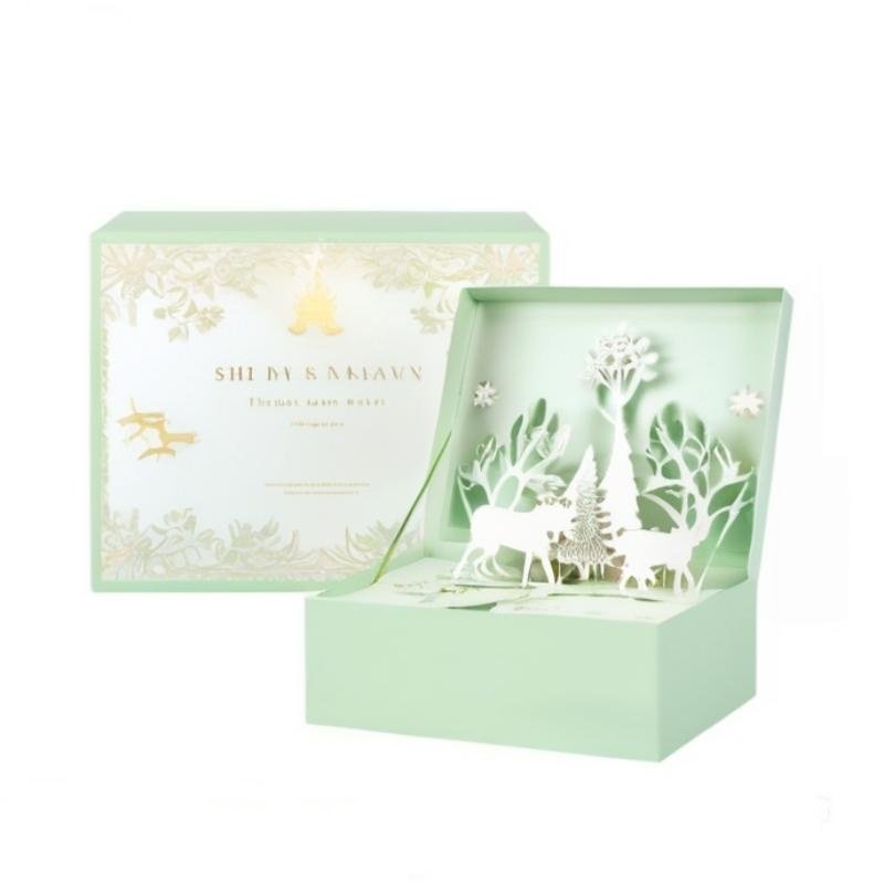 High luxury 3D three-dimensional printing layered gift packaging box pop-up magnetic paper box