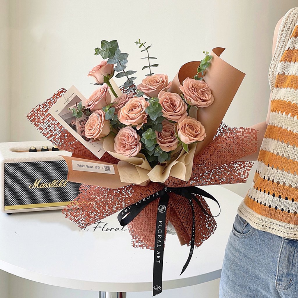 WISEPACK Custom Biodegradable Mosaic Net Mesh Wrapping Paper Gift Decoration Flower Bouquet Packing Paper