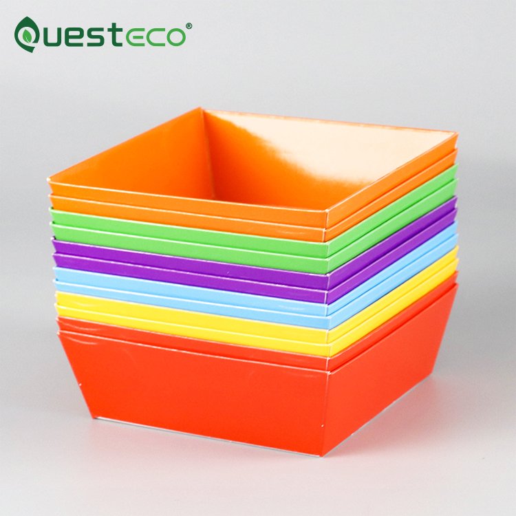 Questeco Brown Kraft Paper Cake Box 12x11x6.5cm Salad Breakfast Sushi food Tray with Plastic Lid