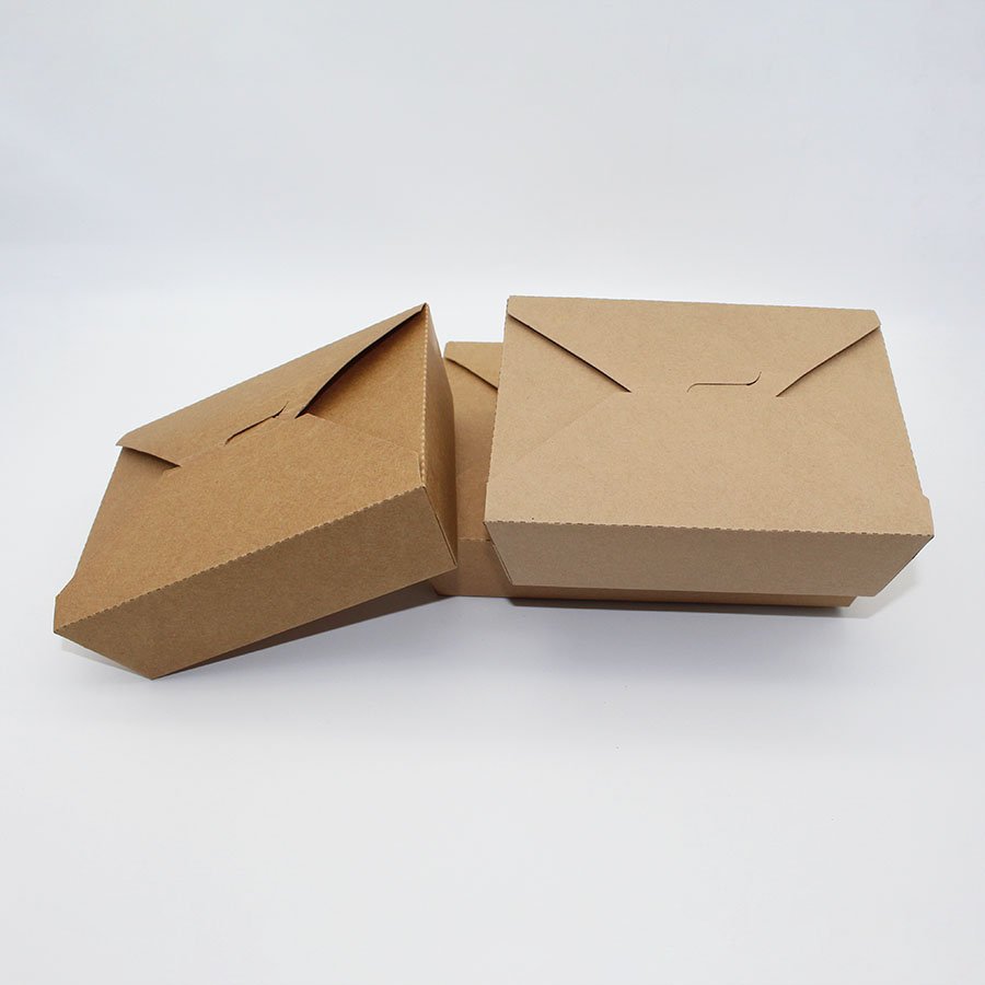 Hot sale fast food paper package kraft paper box 500ml 750ml 1000ml recyclable paper box