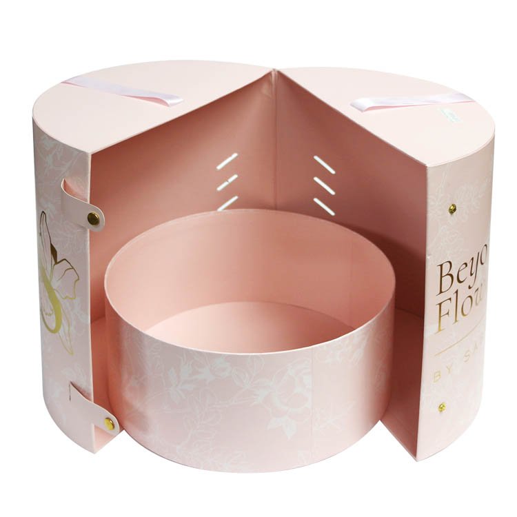 Custom Logo Luxury Pink Rose Packaging Paper Cylinder Rigid Cardboard With Hat Round Tube Gift Flower Box Paper Packaging