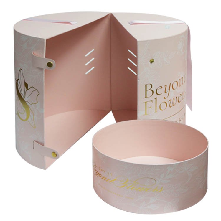 Custom Logo Luxury Pink Rose Packaging Paper Cylinder Rigid Cardboard With Hat Round Tube Gift Flower Box Paper Packaging