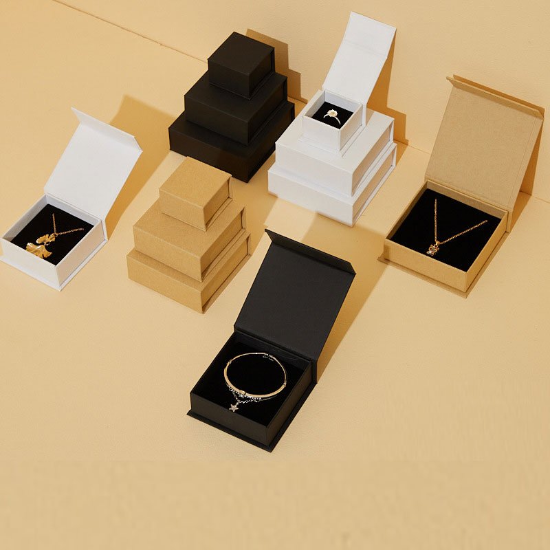 Wholesale Clamshell Square Custom Logo Many Sizes Folding Earring Bracelet Jewelry Box Packaging