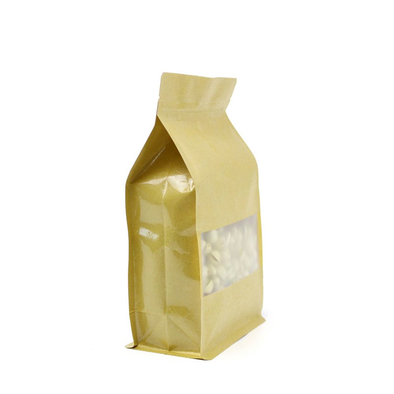 Customized Stand Up Kraft Paper Pouch OEM Foil Laminated Zipper Bag Coffee Packaging with Window