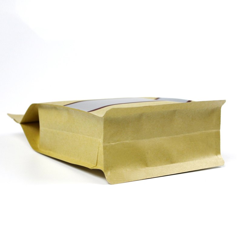 Customized Stand Up Kraft Paper Pouch OEM Foil Laminated Zipper Bag Coffee Packaging with Window