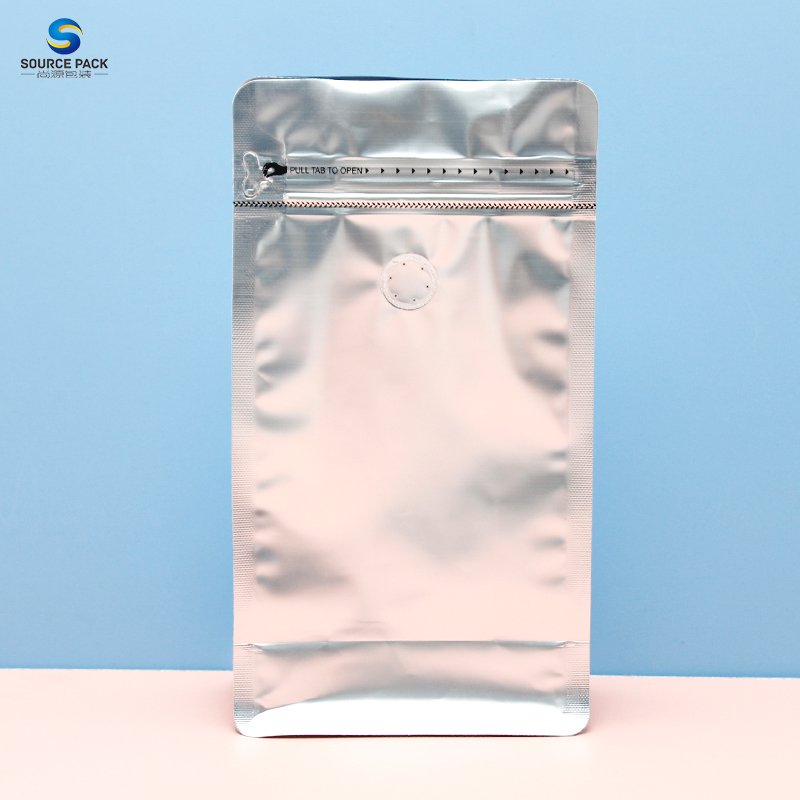 Custom Resealable Zipper Degassing Low Price Flat Bottom Coffee Bags Recyclable One Way Valve Flat Bottom Coffee Bags