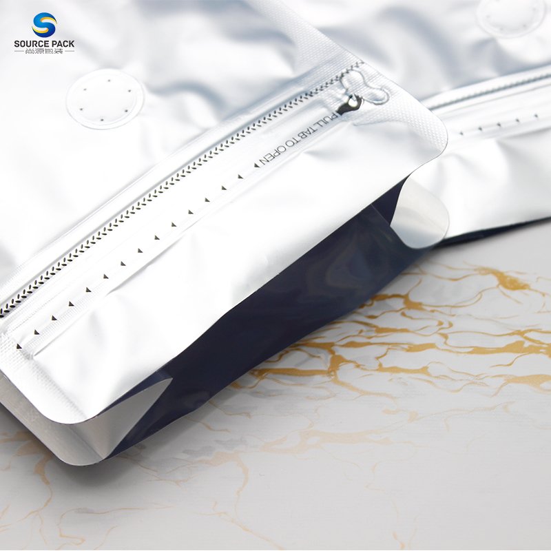 Custom Resealable Zipper Degassing Low Price Flat Bottom Coffee Bags Recyclable One Way Valve Flat Bottom Coffee Bags