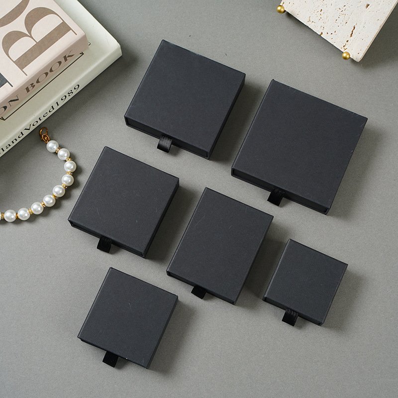 Hot Sale Jewelry Packaging Box Necklace Earrings Bracelet Sliding Drawer Paper Jewelry Box with Sponge Lining