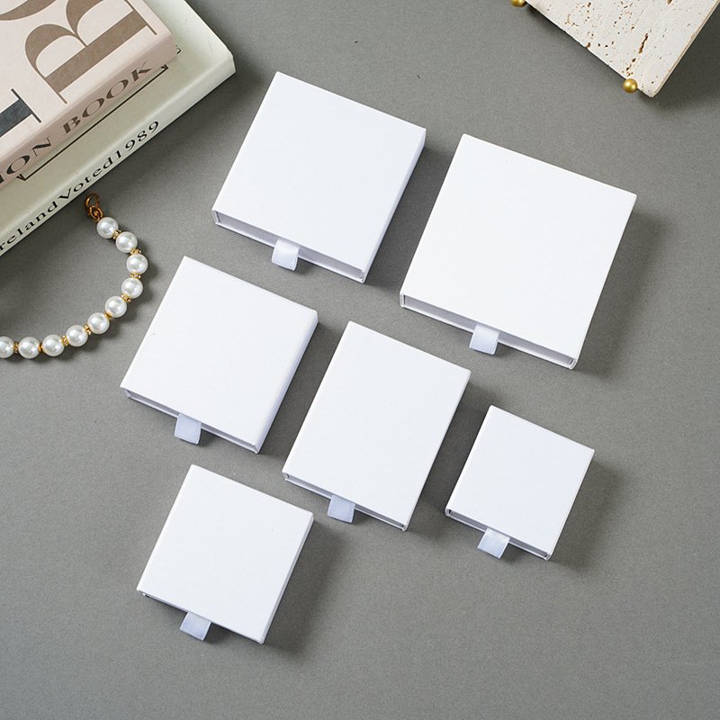 Hot Sale Jewelry Packaging Box Necklace Earrings Bracelet Sliding Drawer Paper Jewelry Box with Sponge Lining